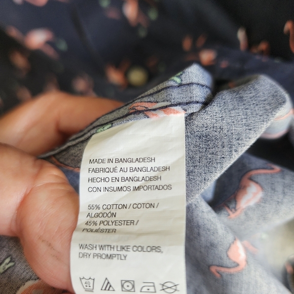 Men's Navy Flamingo Print Shirt Holiday Beachy - Picture 7 of 7